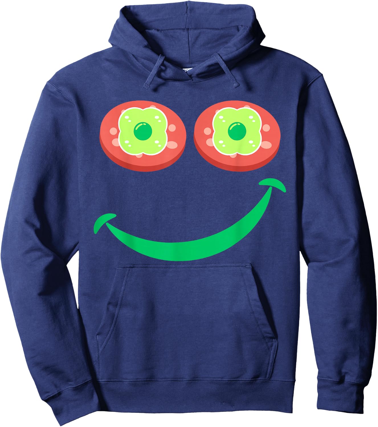 Funny Breakfast Eggs Green Smile Ham Face Hoodie - Hoodie | Navy