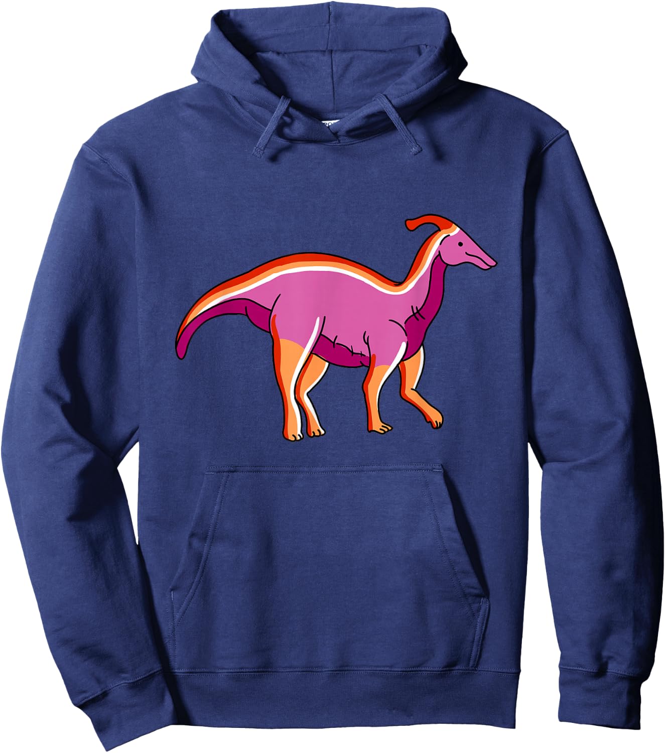 Lesbian Dinosaur Orange Pink Lesbian Pride Hoodie - Hoodie | Navy