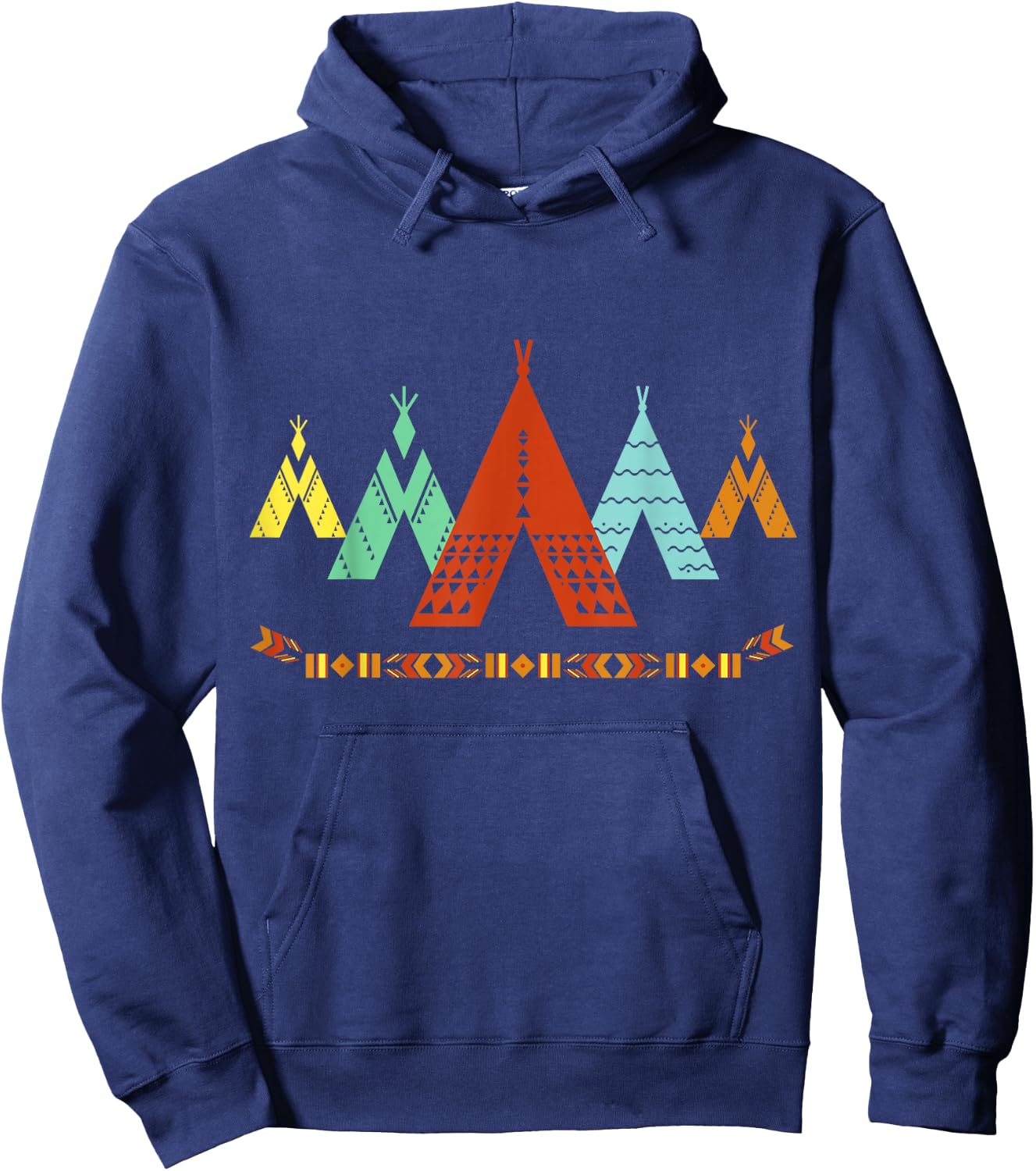 Vintage Native American Teepee , Indian Shirt Hoodie - Hoodie | Navy