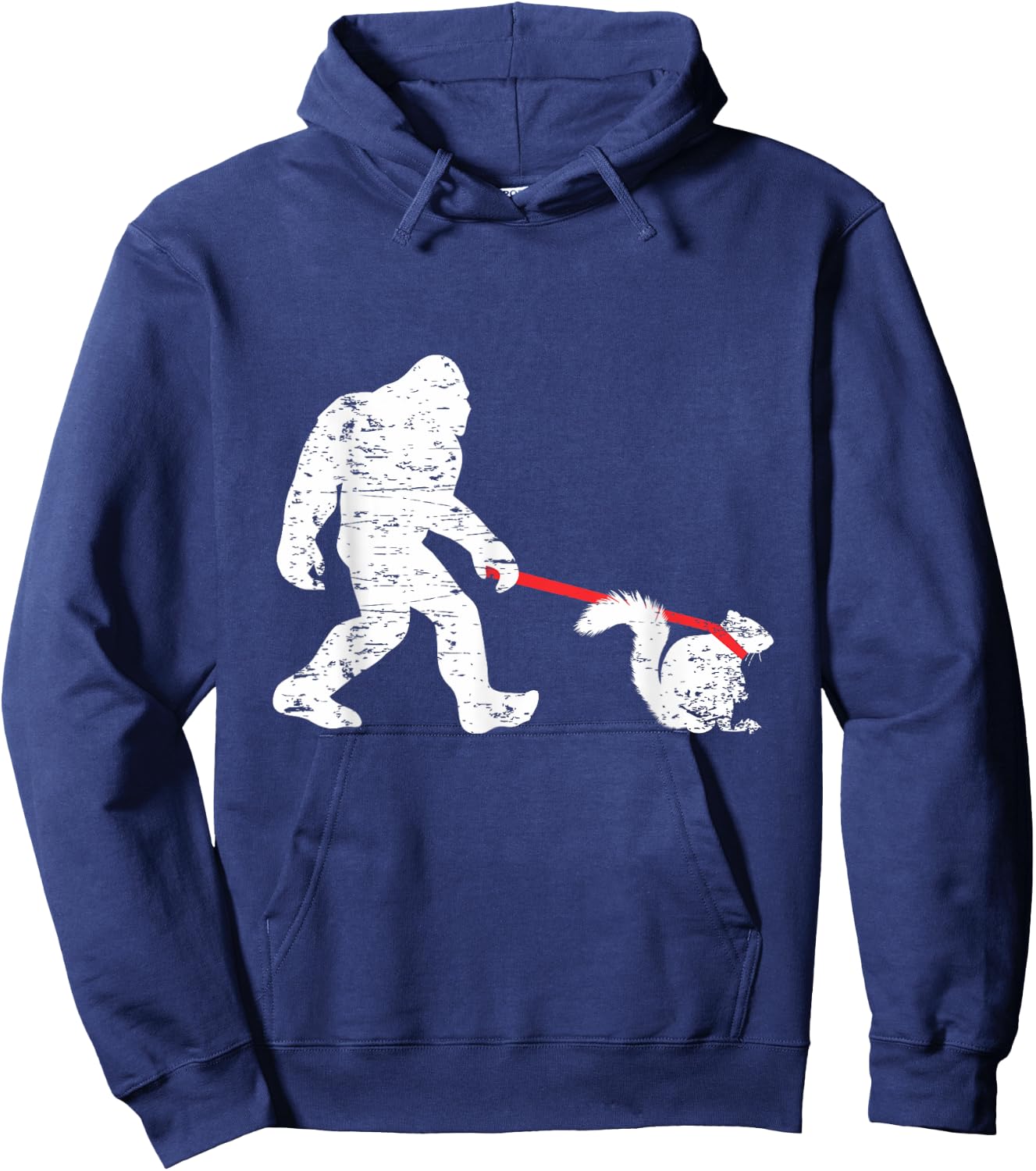 Cool Big Foot and Squirrel Lover Gifts Bigfoot Walking Squirrel Funny Sasquatch Fan -Adults Black Small Classic Fit Short Sleeve Cotton 60% Polyester 40% Hoodie - Hoodie | Navy