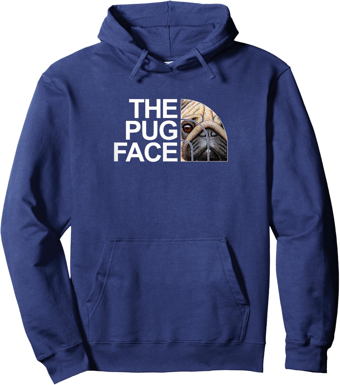The Pug Face Funny Pug Dog , Black, S Hoodie - Hoodie | Navy