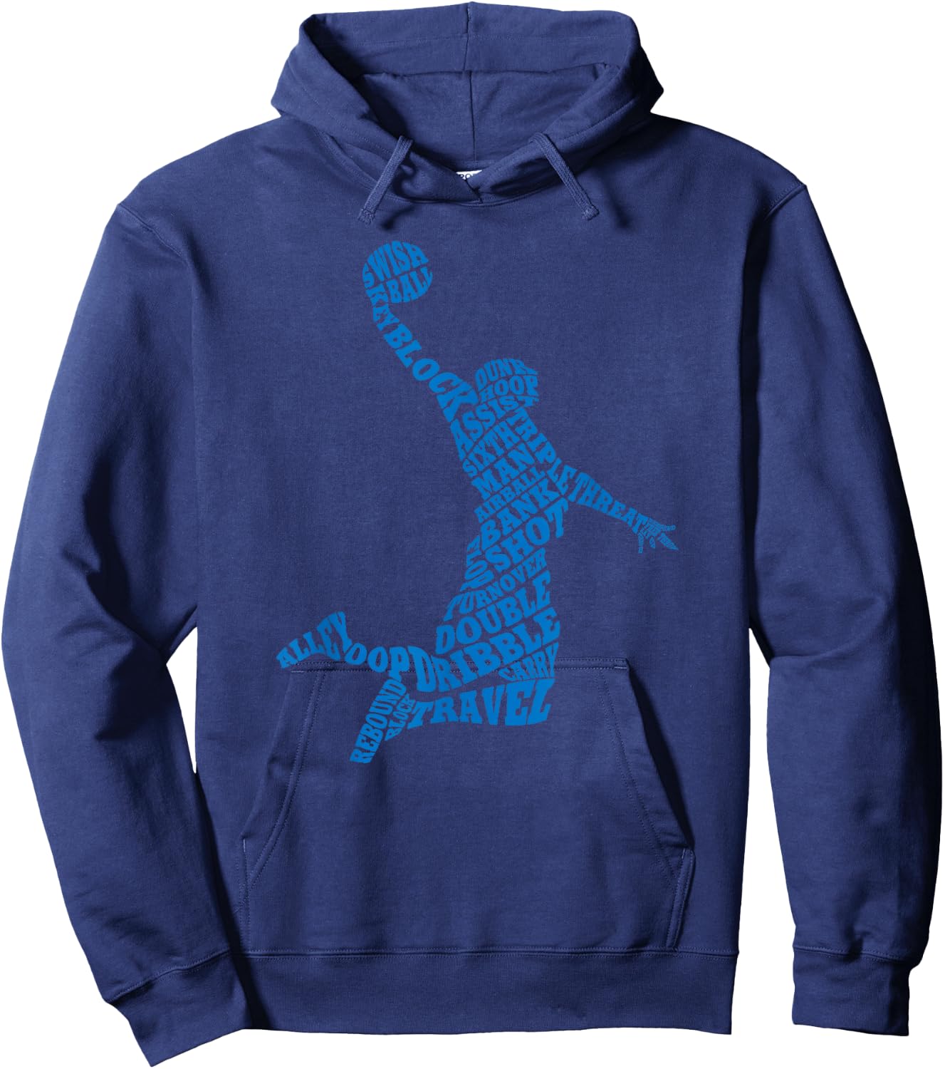Basketball Player Typography Word Art Hoodie - Hoodie | Navy