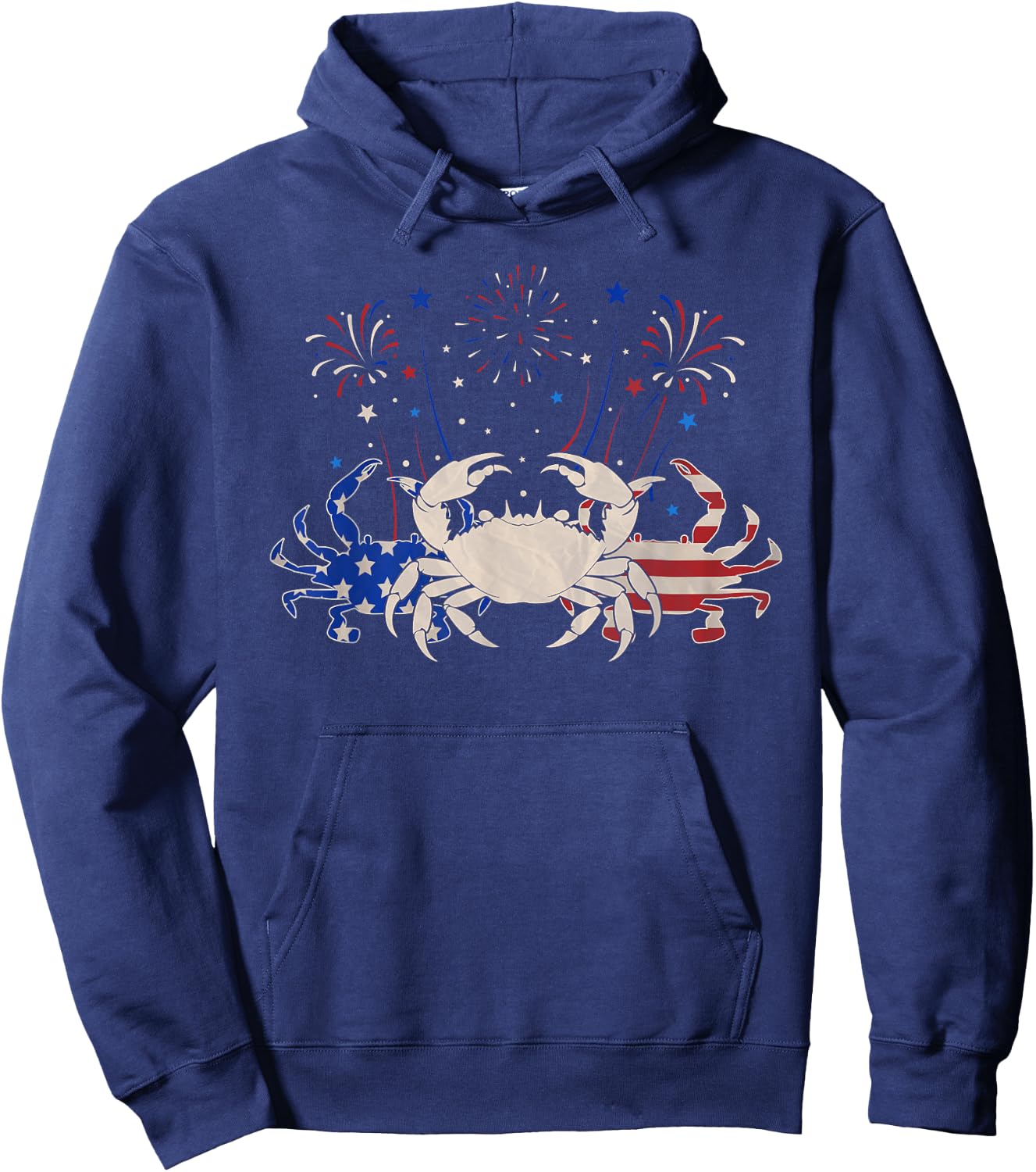 Three Crab 4th of July Patriotic American Flag Hoodie - Hoodie | Navy