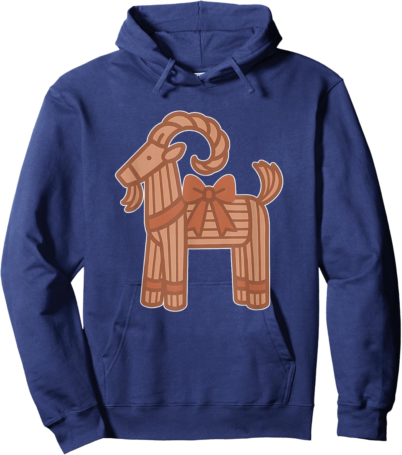Yule Goat Straw Figure with Bow Hoodie - Hoodie | Navy