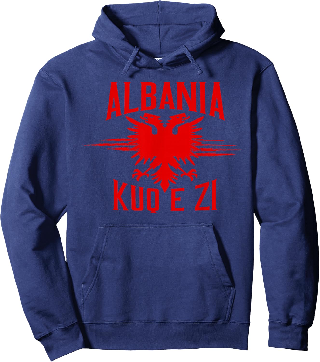 Kuq E Zi Shqipe Albanian Albania Double Eagle Hoodie - Hoodie | Navy