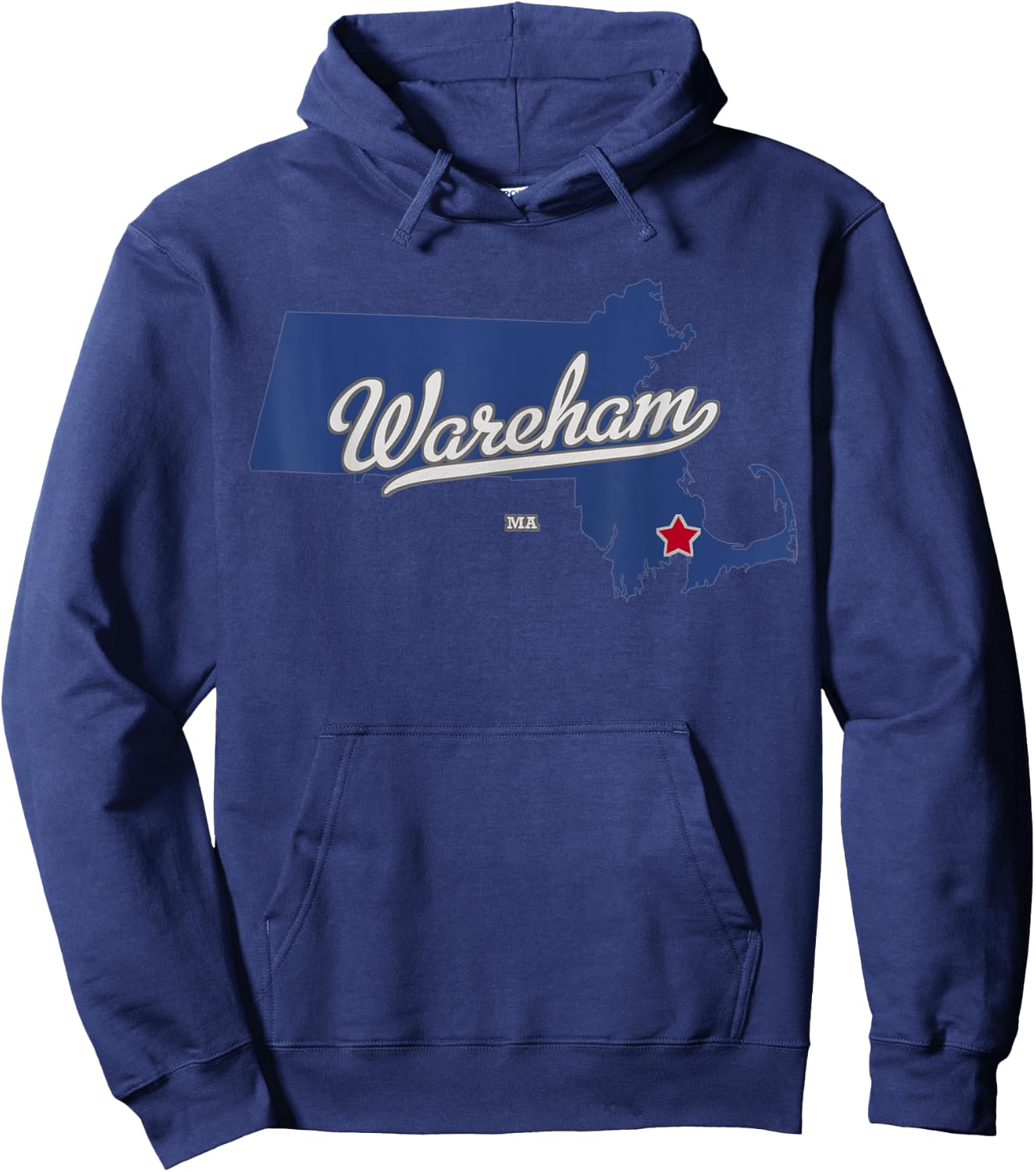 Wareham Massachusetts MA Map Hoodie - Hoodie | Navy