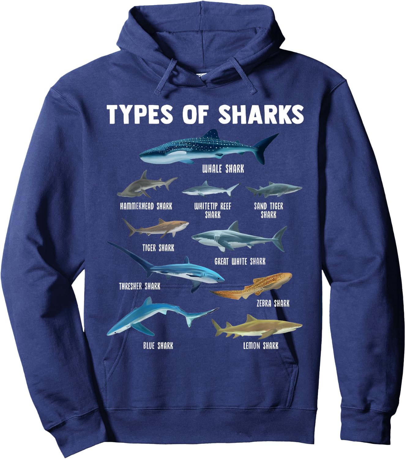 Types of shark shark Hoodie - Hoodie | Navy