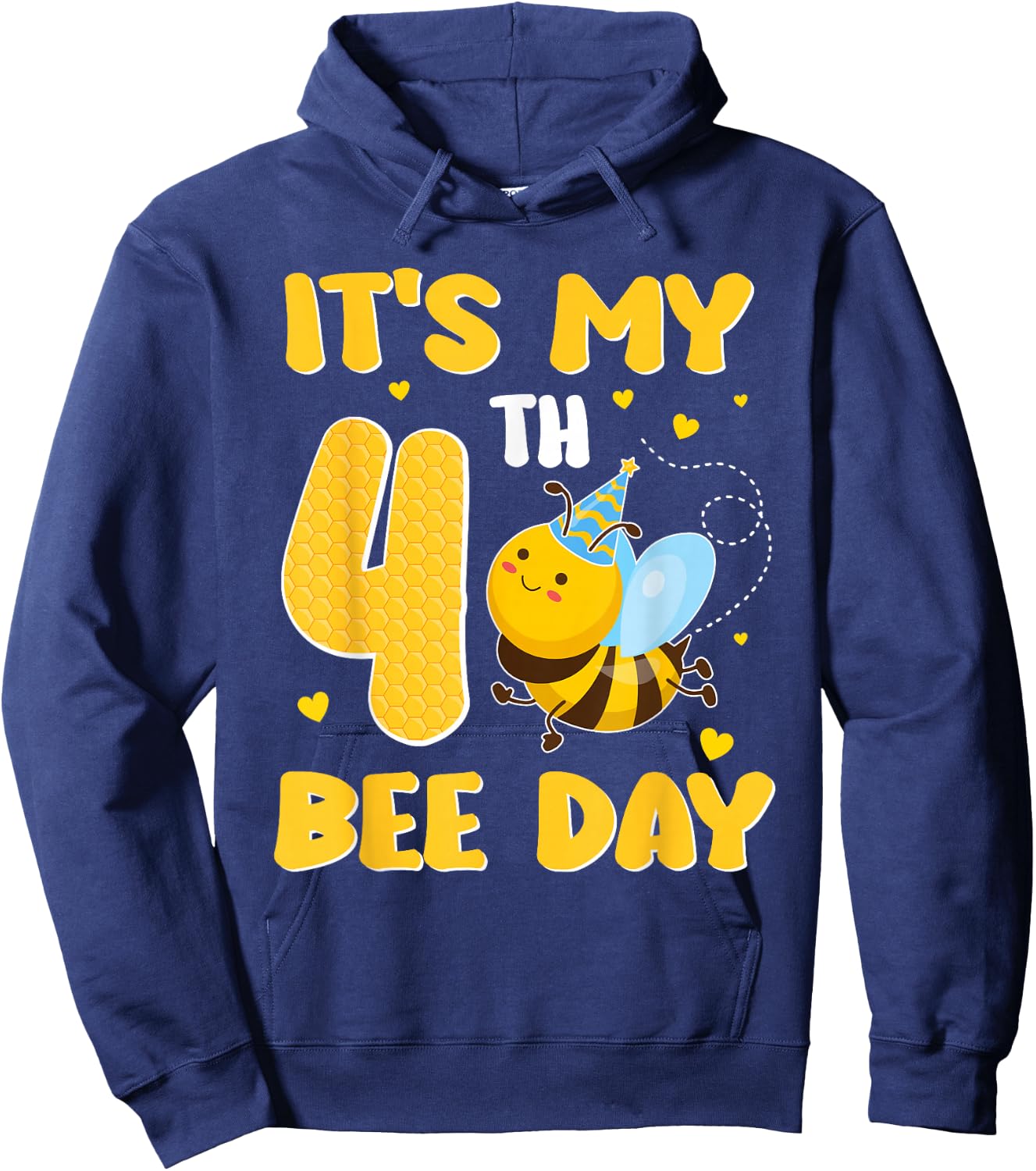 It's My 4 Year Old Birthday Bee Day 4th Party Hoodie - Hoodie | Navy