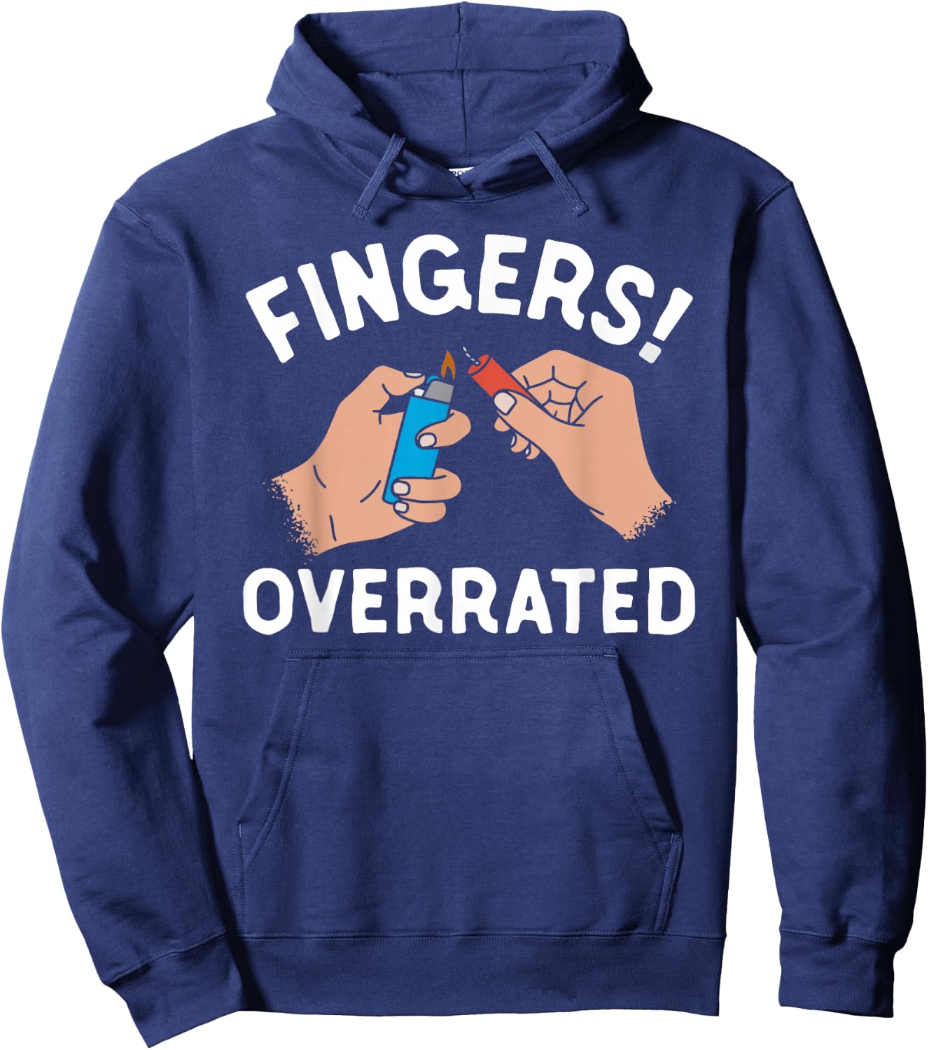 4th of July Funny Fingers Overrated Fireworks Hoodie - Hoodie | Navy