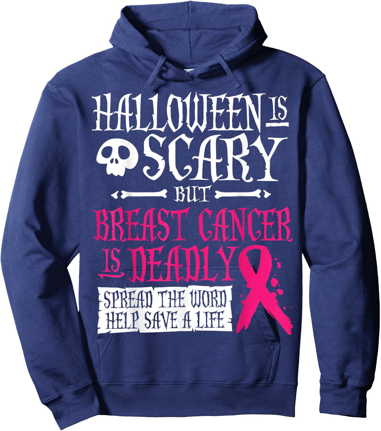 Halloween Costume Breast Cancer Awareness Hoodie - Hoodie | Navy