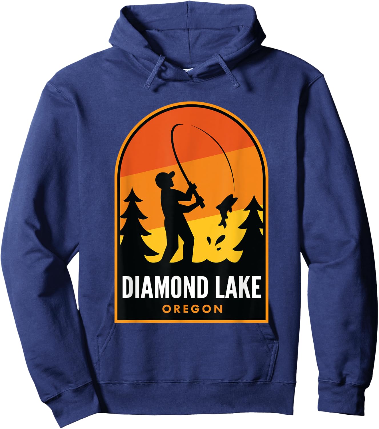 Diamond Lake Oregon Fishing Hoodie - Hoodie | Navy