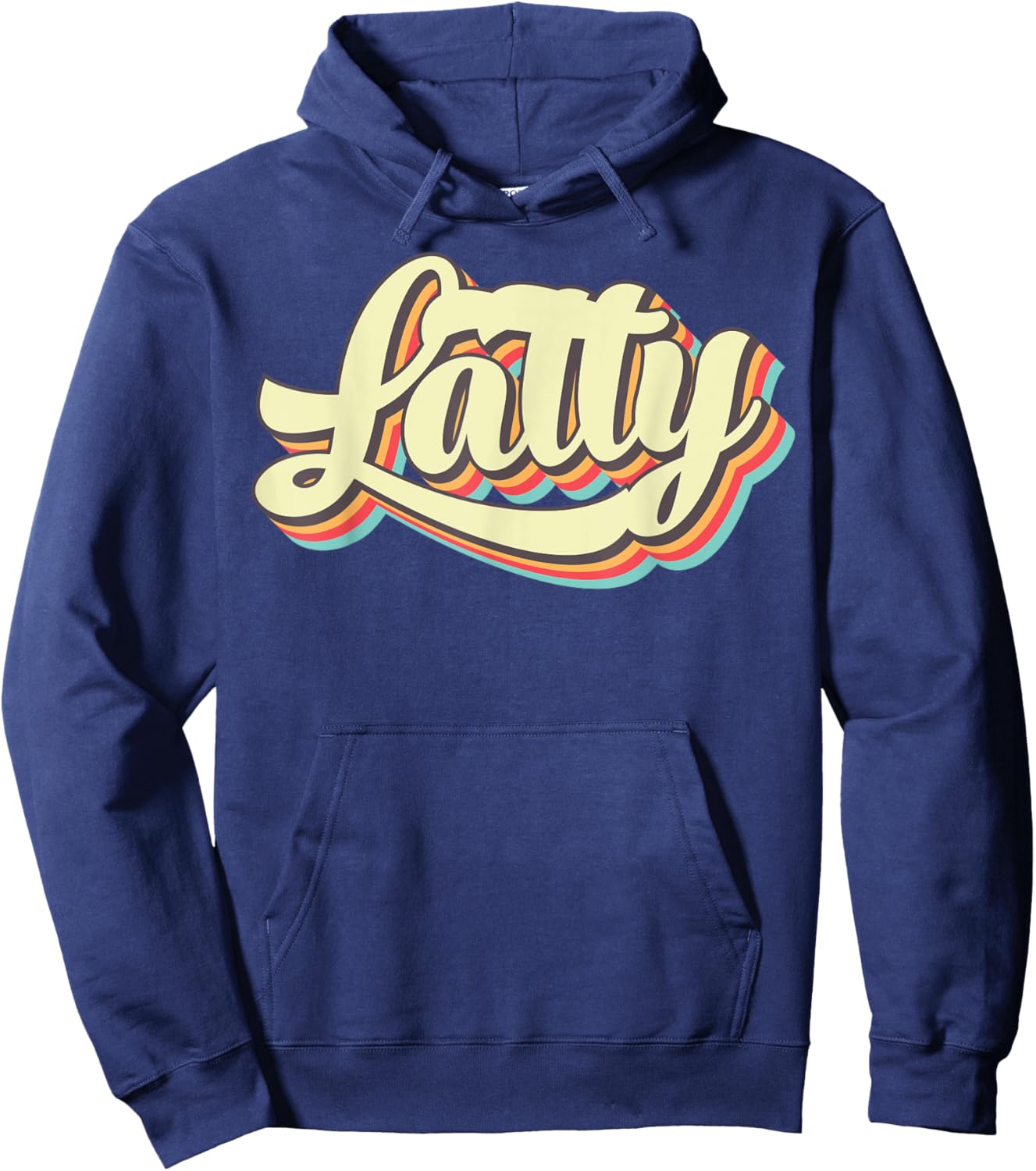 Latty Retro Art Baseball Font Vintage Hoodie - Hoodie | Navy