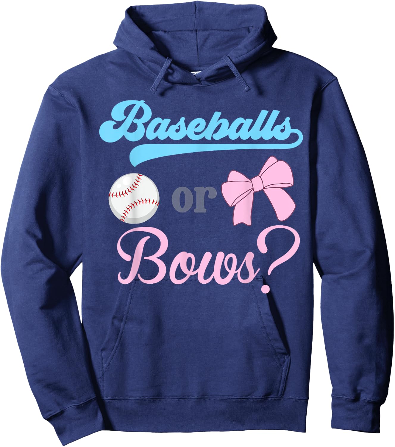 Baseball Or Bows Gender Reveal Party Idea Hoodie - Hoodie | Navy
