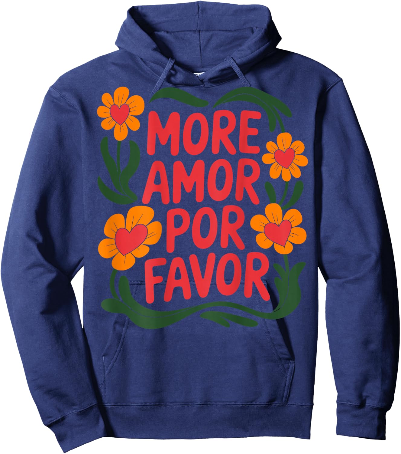 Mehr Amor Por Favor Floral Love Positivity Hoodie - Hoodie | Navy