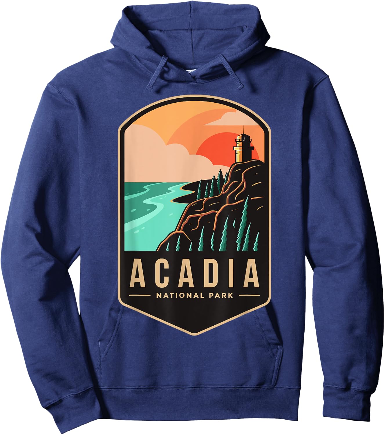 1916 Maine Bar Harbor Acadia National Park Hoodie - Hoodie | Navy