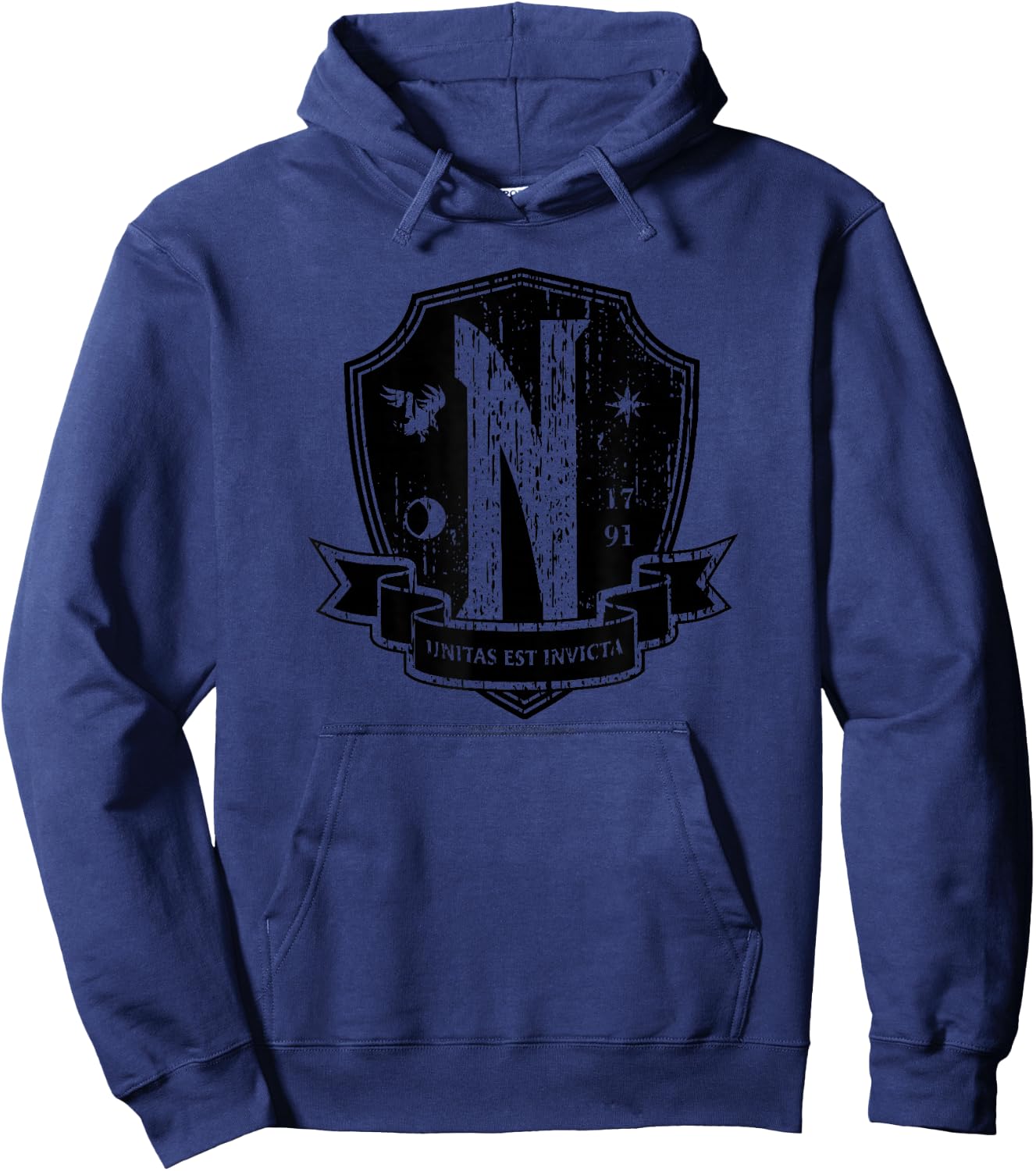 Wednesday Nevermore Academy Emblem , gray Hoodie - Hoodie | Navy