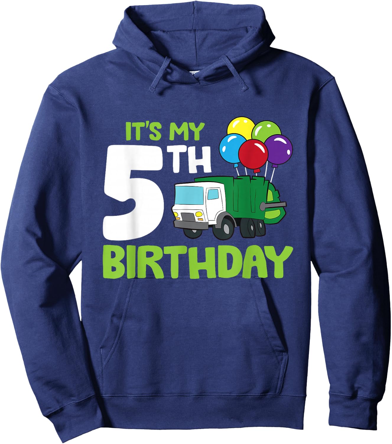 It's My 5th Birthday Garbage Truck 5th Birthday Hoodie - Hoodie | Navy