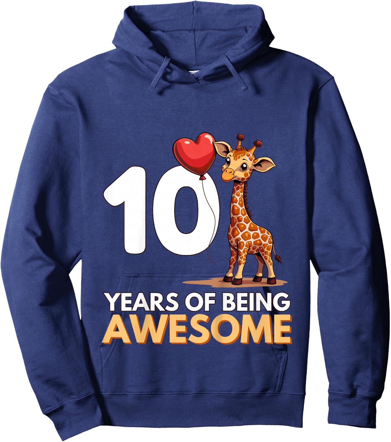 10th Ten Birthday Adorable Giraffe Hoodie - Hoodie | Navy