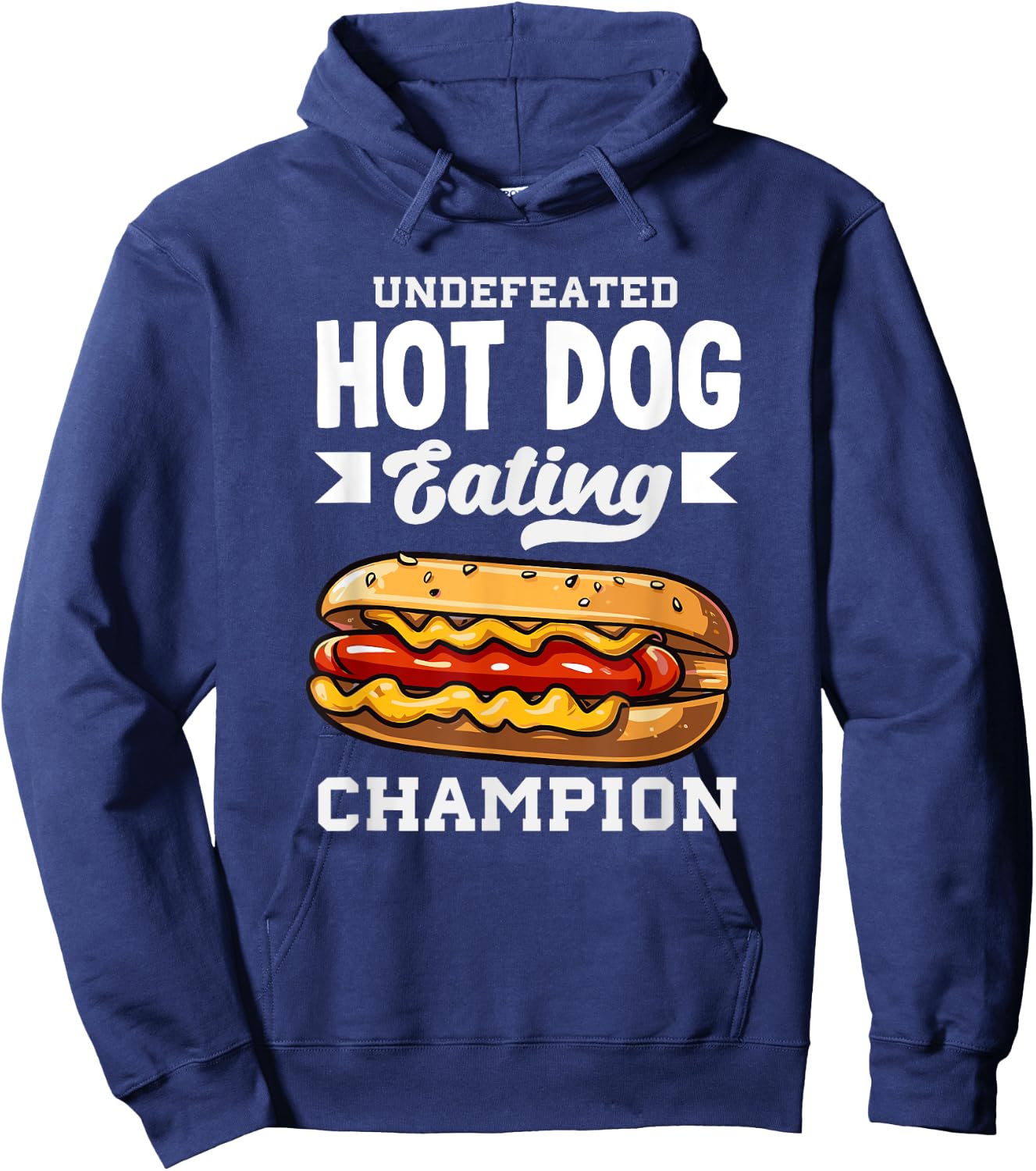 Undefeated Hot Dog Eating Champion Fun Hoodie - Hoodie | Navy