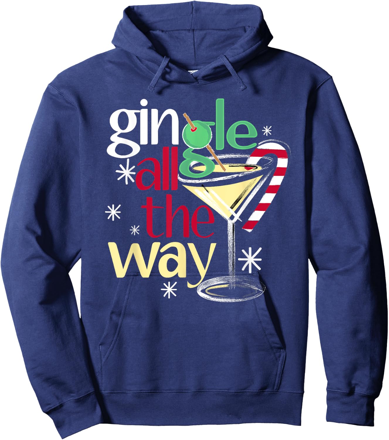 Gingle All The Way Christmas Gin Martini Hoodie - Hoodie | Navy