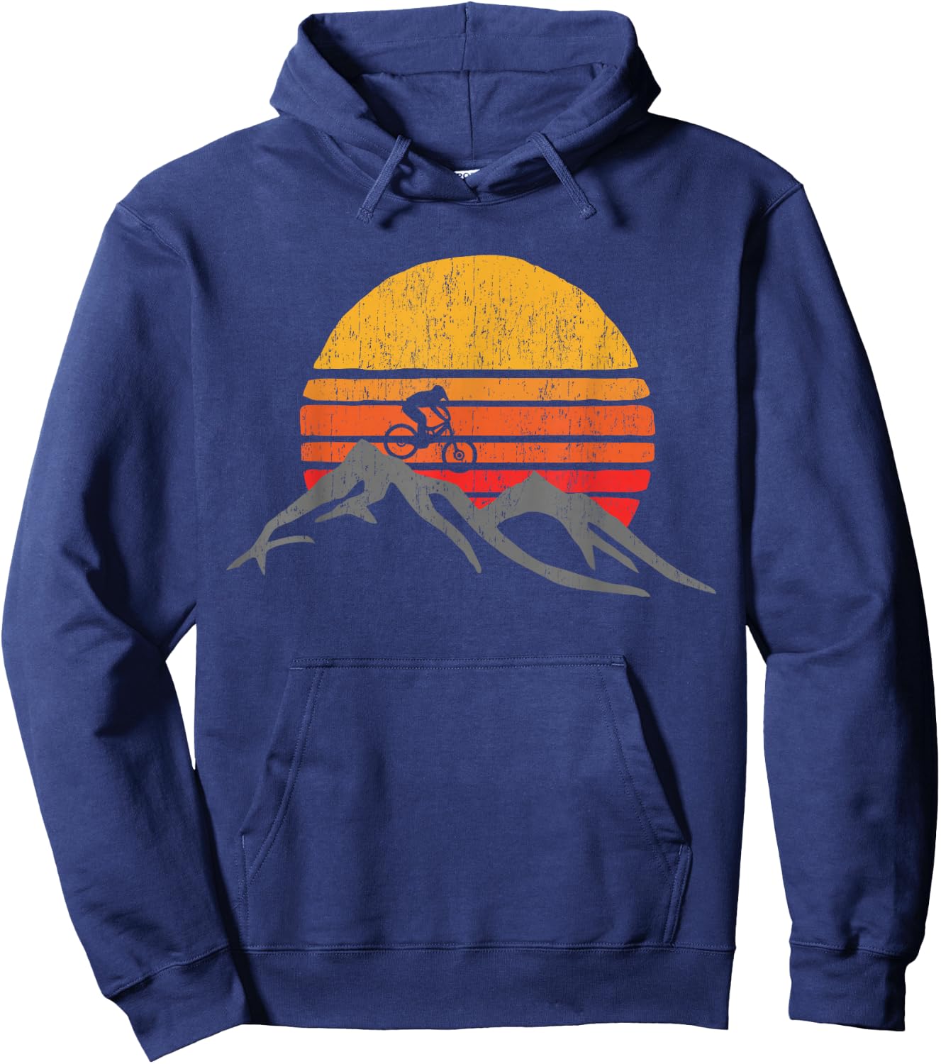 Mountain Bike Vintage Sunset Design Graphic Hoodie - Hoodie | Navy