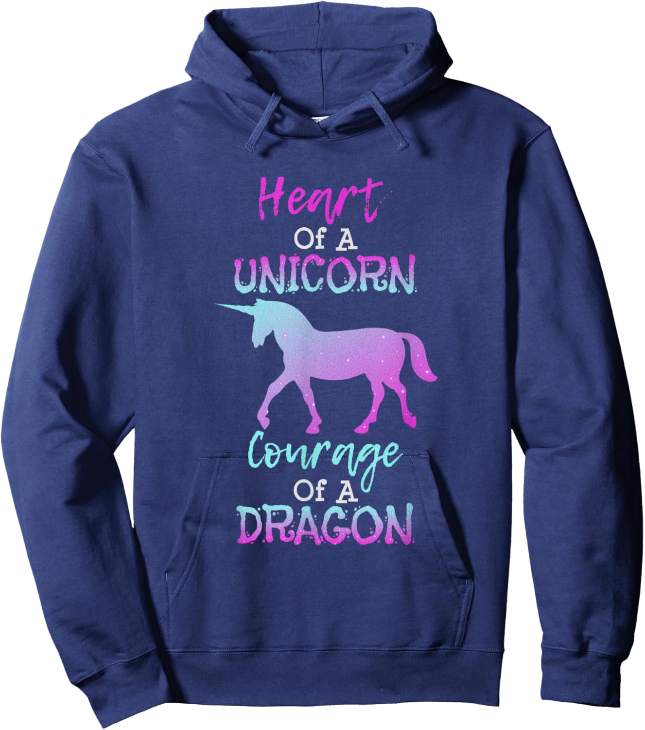 Heart of a Unicorn Courage of a Dragon T Shirt Hoodie - Hoodie | Navy