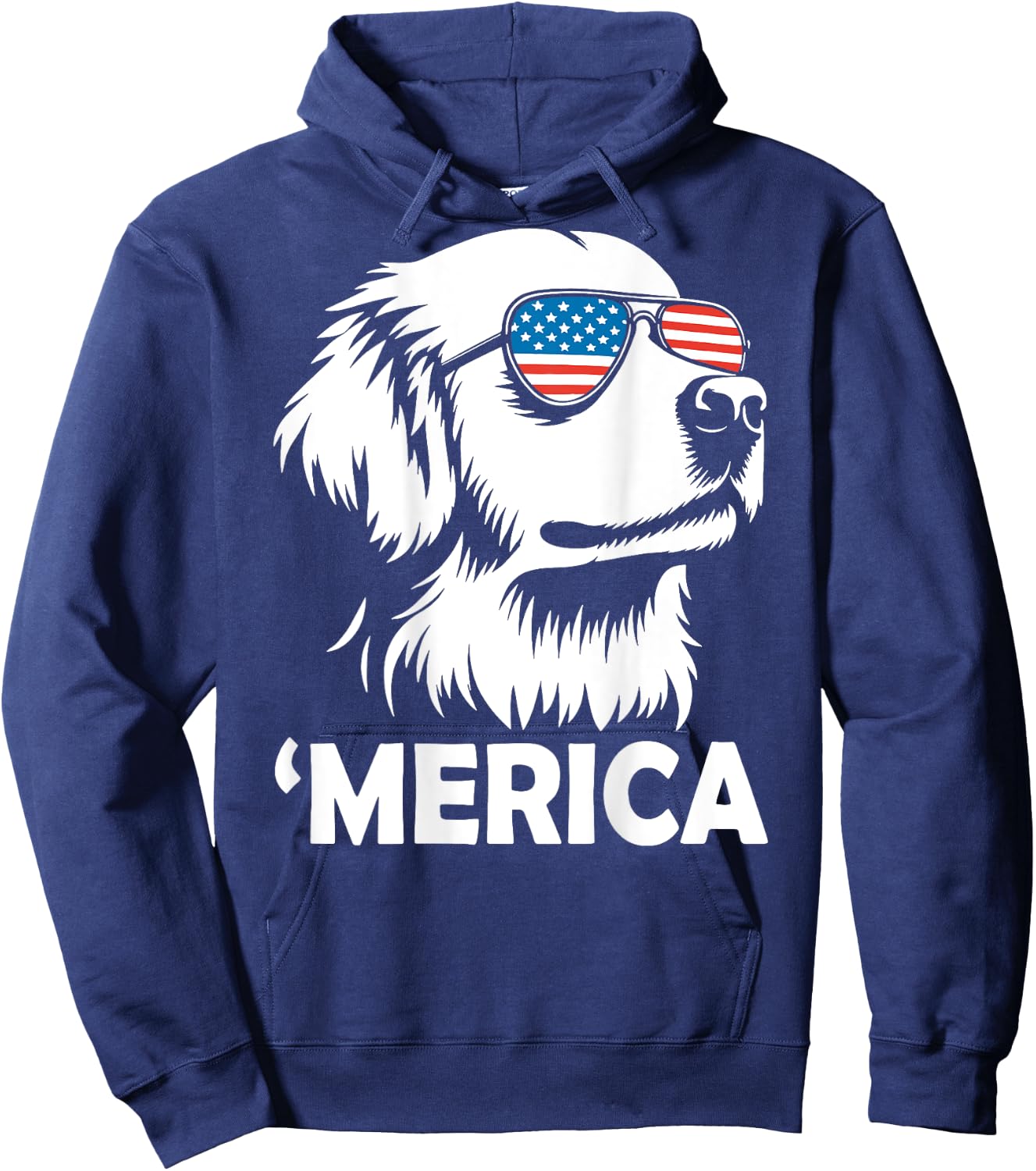 Golden Retriever 4th of July Merica Hoodie - Hoodie | Navy