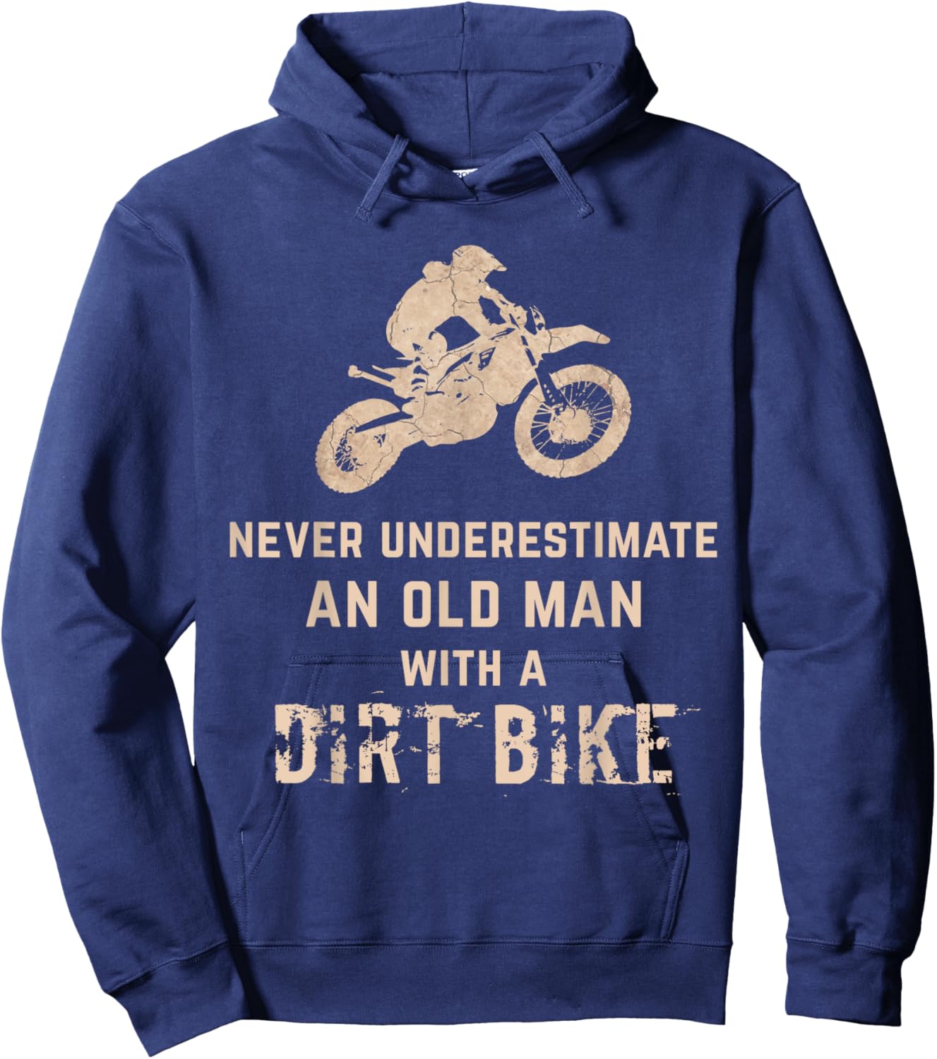 Never Underestimate Old Man With A Dirt Bike Hoodie - Hoodie | Navy