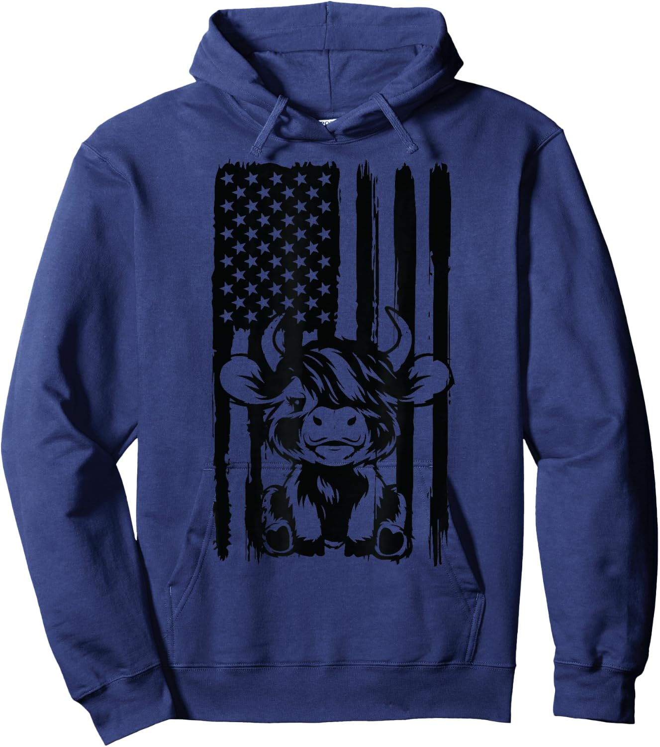 Highland Cow baby American Flag USA Patriot Hoodie - Hoodie | Navy