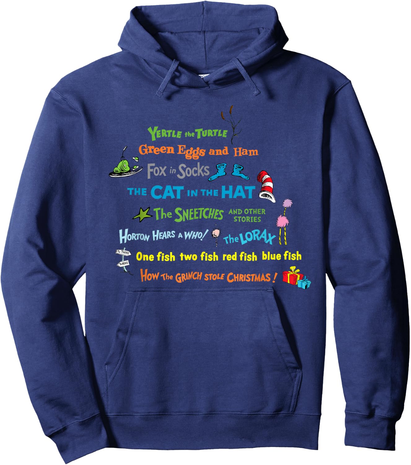 Dr. Seuss Book Title Hoodie - Hoodie | Navy