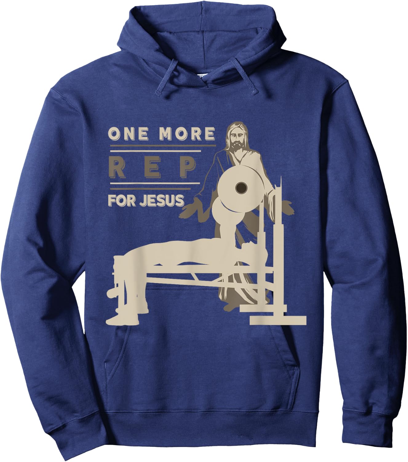 One More Rep For Jesus Bench Press Hoodie - Hoodie | Navy