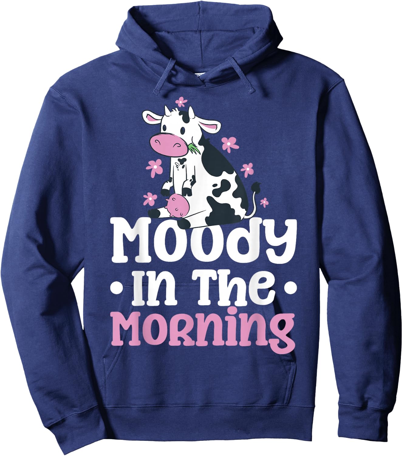 Moody In The Morning Cow Hoodie - Hoodie | Navy