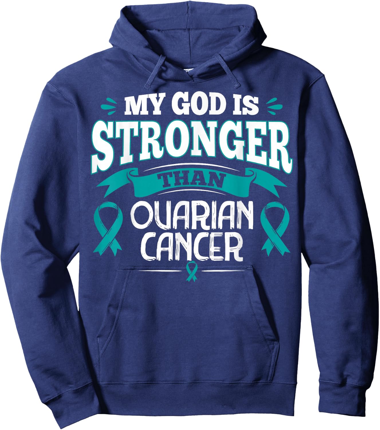 Gift Ovarian Cancer Patients Teal Ribbon Hoodie - Hoodie | Navy
