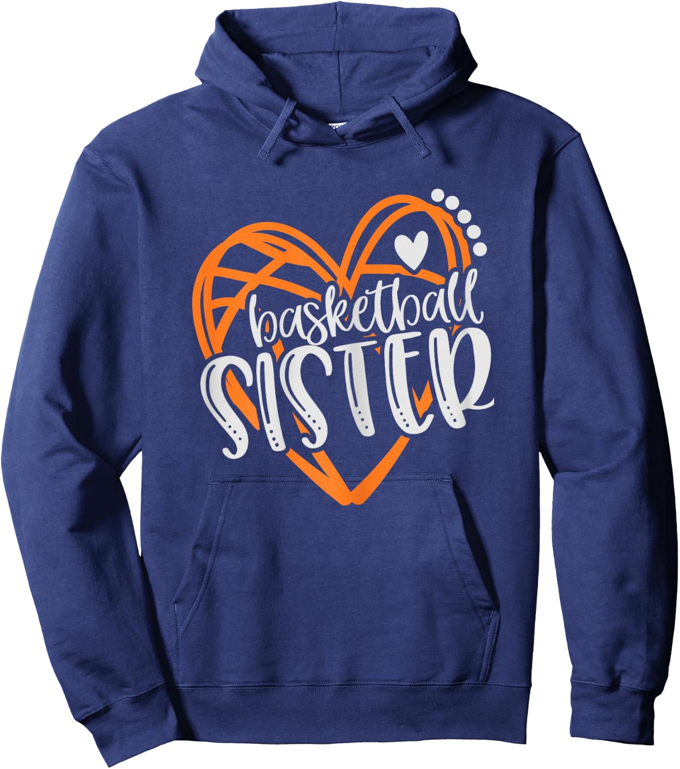 Girls Basketball Sister Heart Distressed Hoodie - Hoodie | Navy