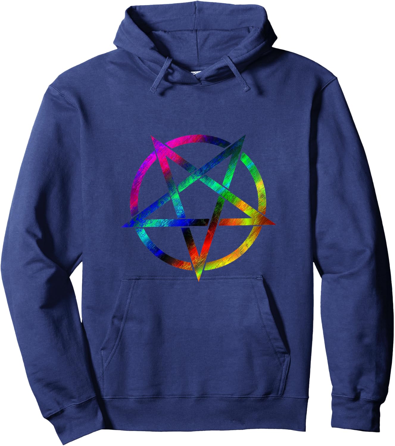 Rainbow Pentagram - Wiccan Pagan Witch Hoodie - Hoodie | Navy