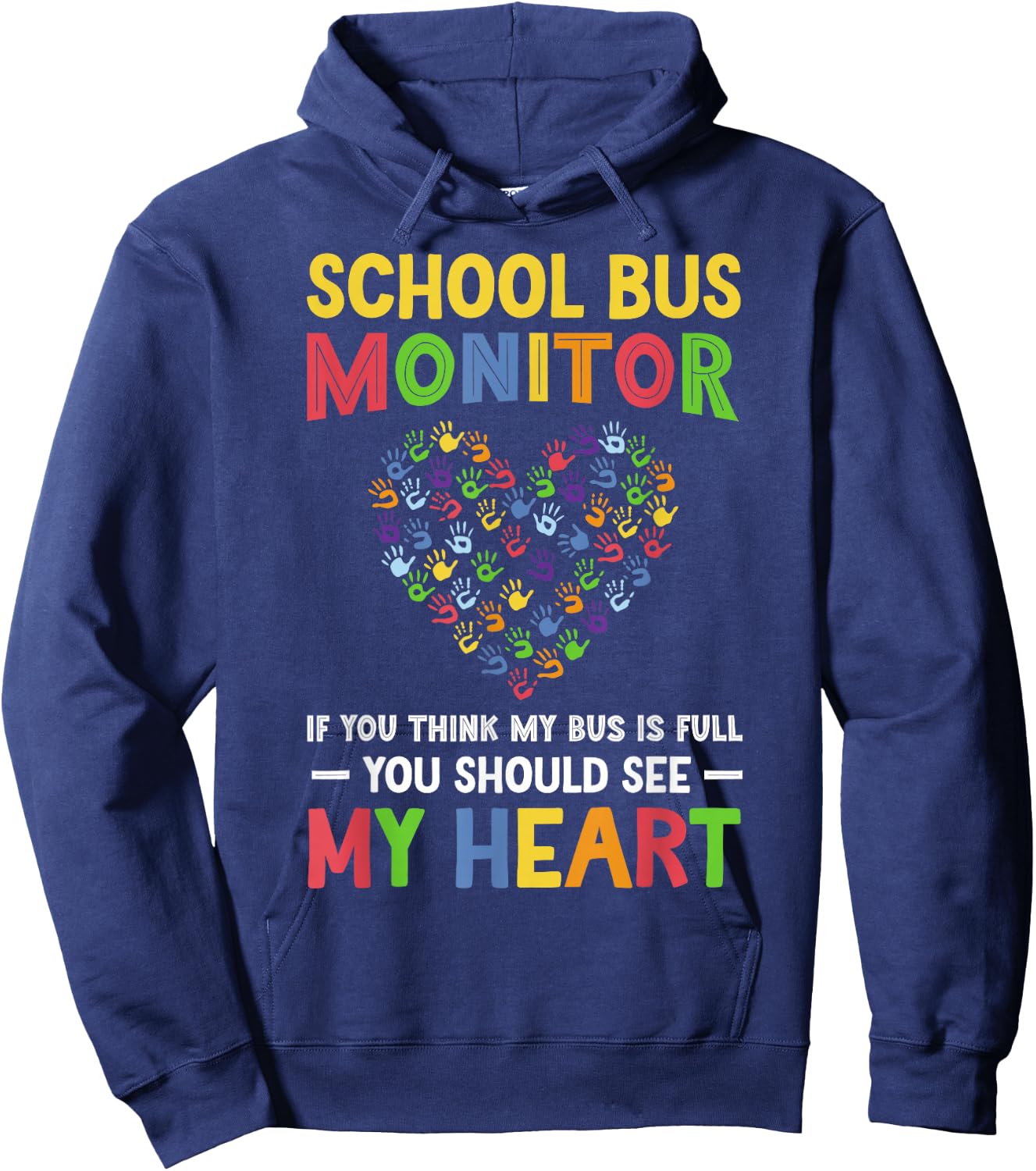 School Bus Monitor Heart Bus Monitor Hoodie - Hoodie | Navy