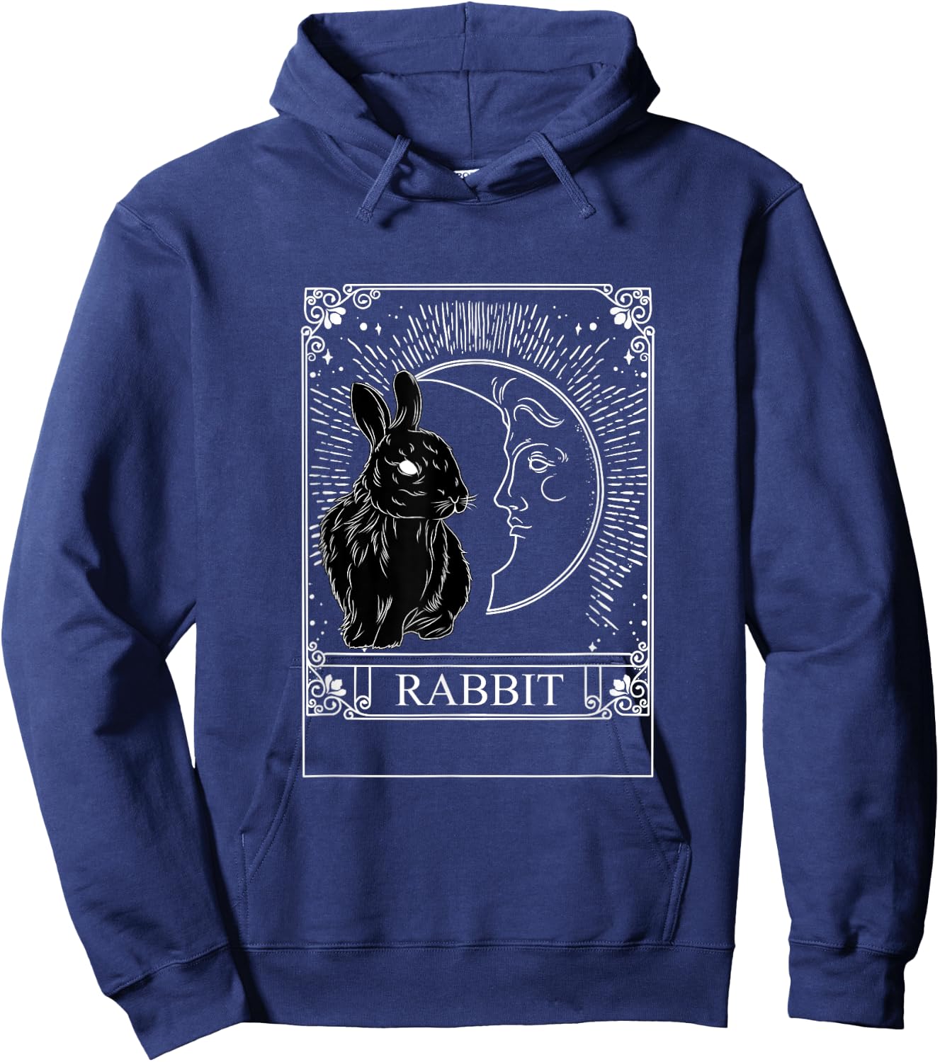 Tarot Card Crescent Moon Rabbit Graphic Hoodie - Hoodie | Navy