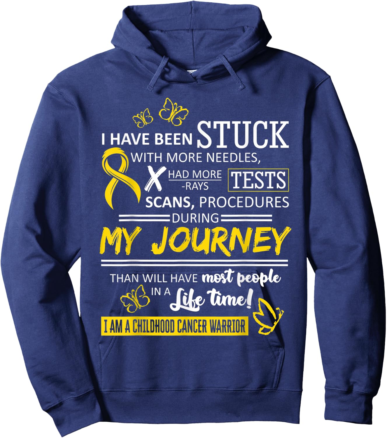 My Journey I Am A Childhood Cancer Warrior Hoodie - Hoodie | Navy