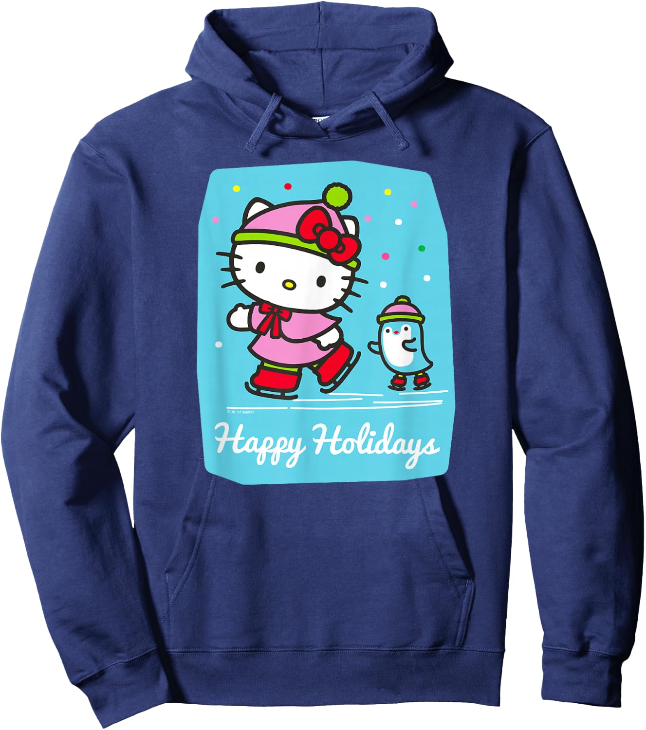 Hello Kitty Happy Holiday Ice Skating Shirt Hoodie - Hoodie | Navy