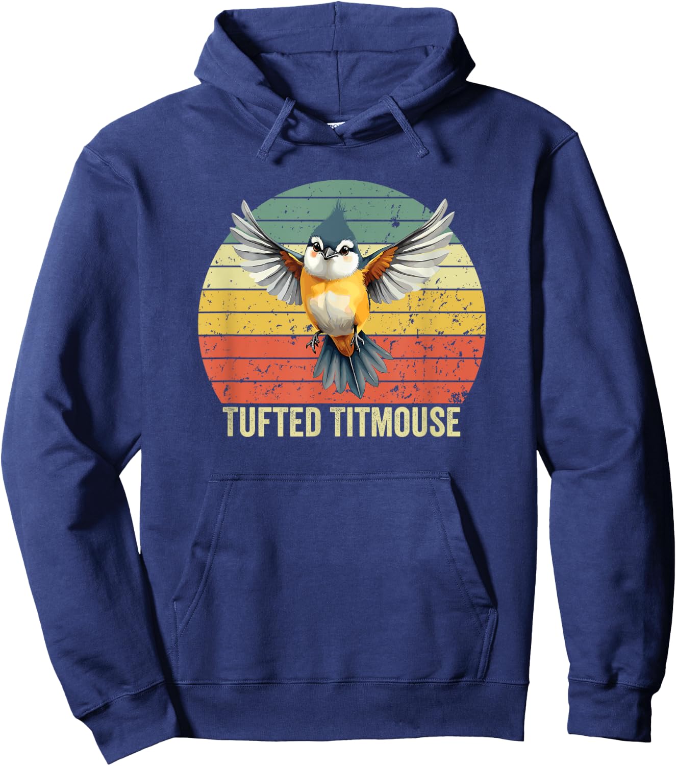 Tufted Titmouse Bird, Vintage Tufted Titmouse Hoodie - Hoodie | Navy