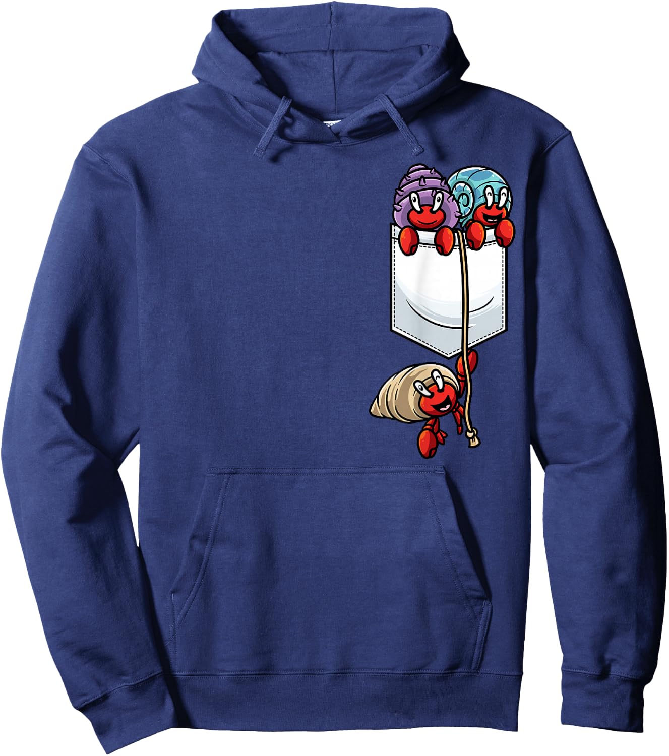 Hermit Crabs in Pocket Crabs Sea Animal Hoodie - Hoodie | Navy