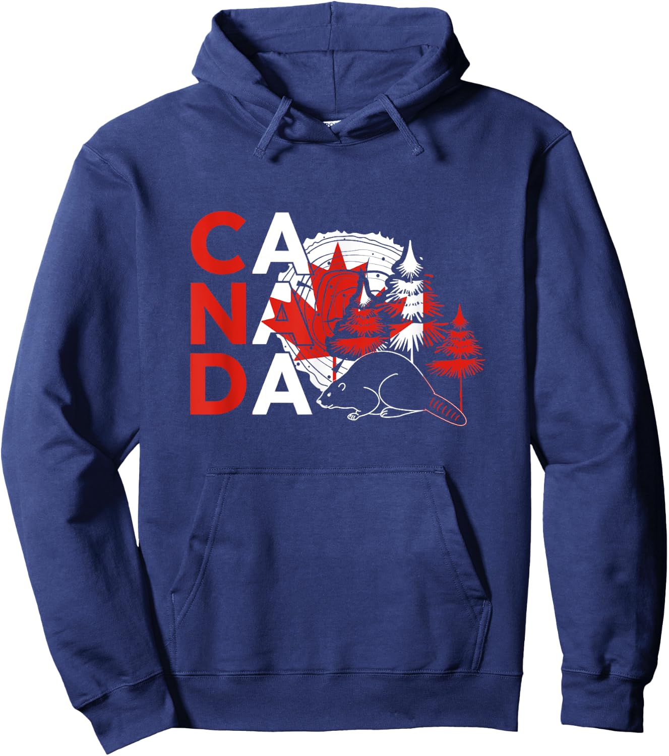 Canada – Beaver Wilderness & Maple Syrup Vibes Hoodie - Hoodie | Navy