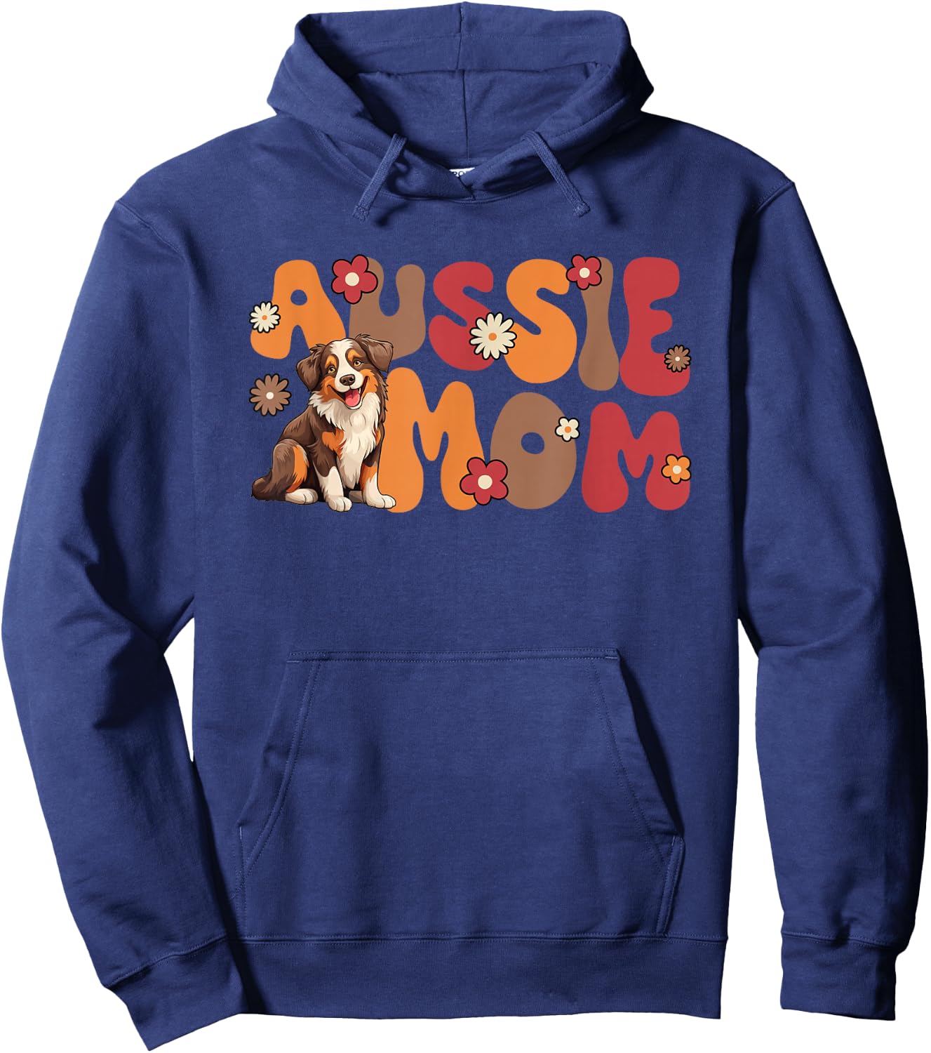 Australian Shepherd Red Tri Groovy Aussie mom Hoodie - Hoodie | Navy