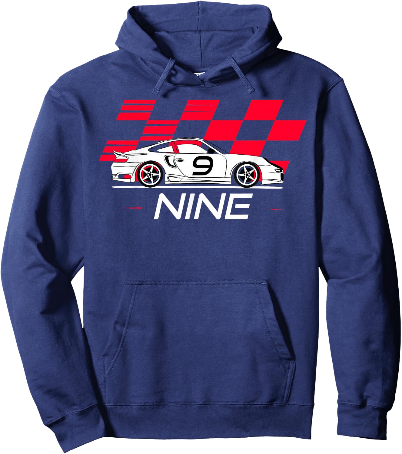 Race Car 9th Birthday Nine Year Old Boy Party Hoodie - Hoodie | Navy