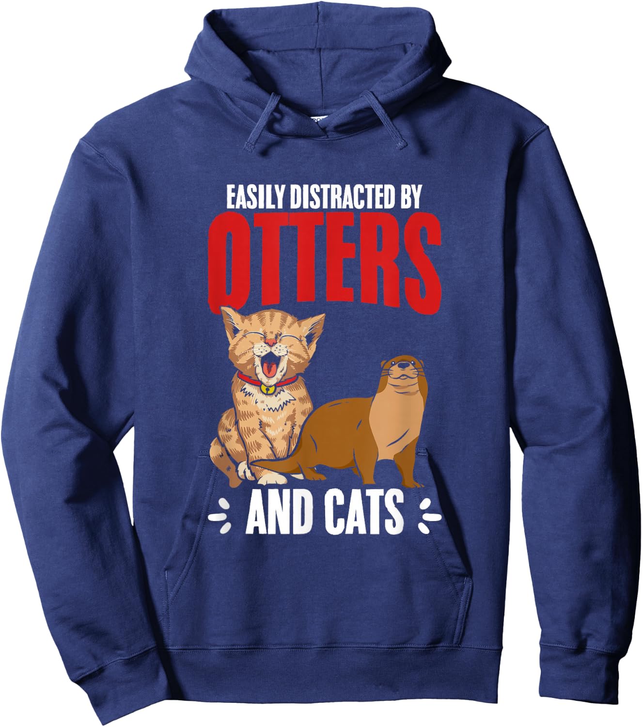 Cute Sea Otter Lover Funny Otter Animal Otter And Cats - Black, Small, -Adults, Short Sleeve, Classic Fit, Cotton 65%, Polyester 35% Hoodie - Hoodie | Navy