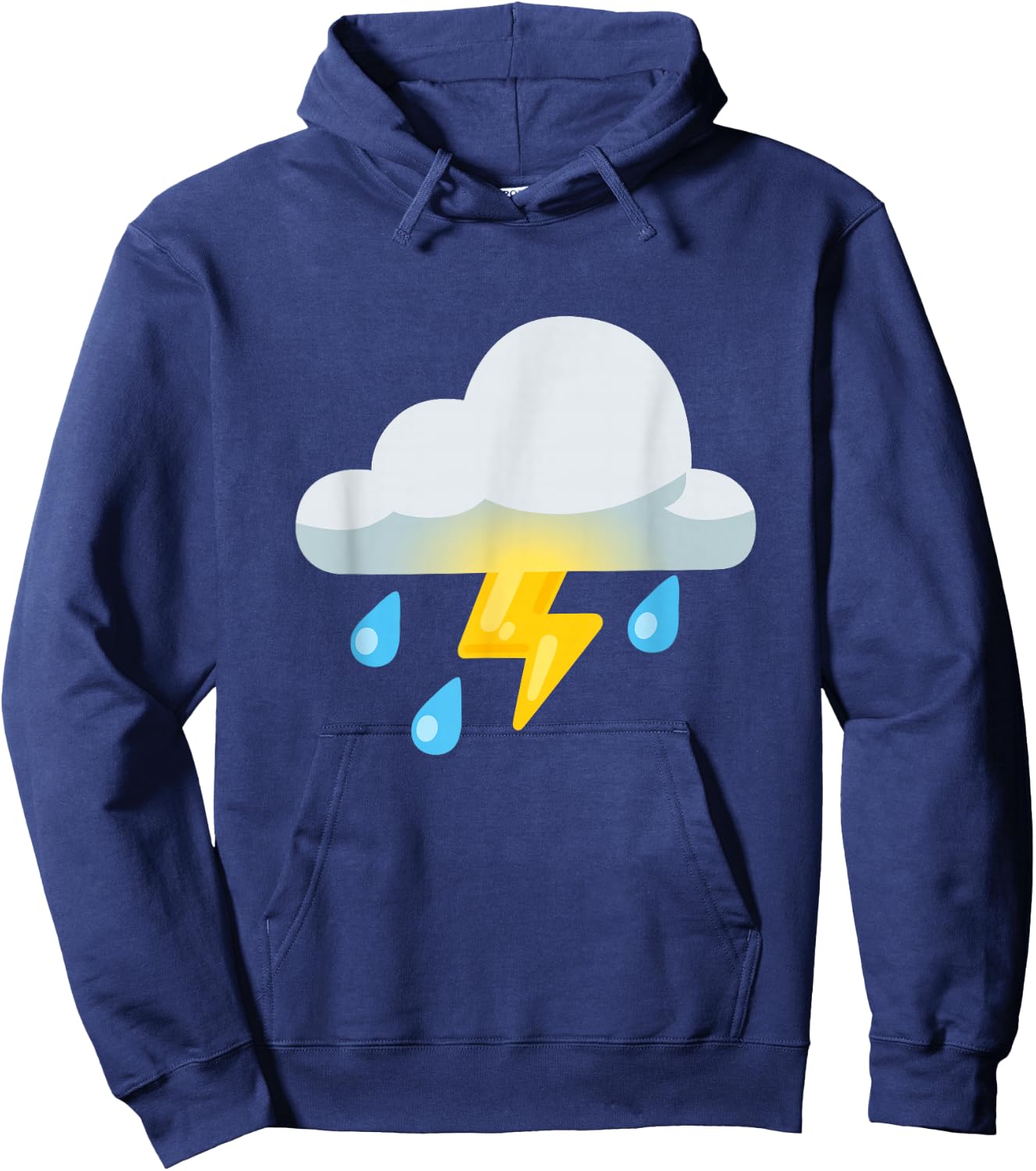 Cloud with Lightning and Rain , black Hoodie - Hoodie | Navy