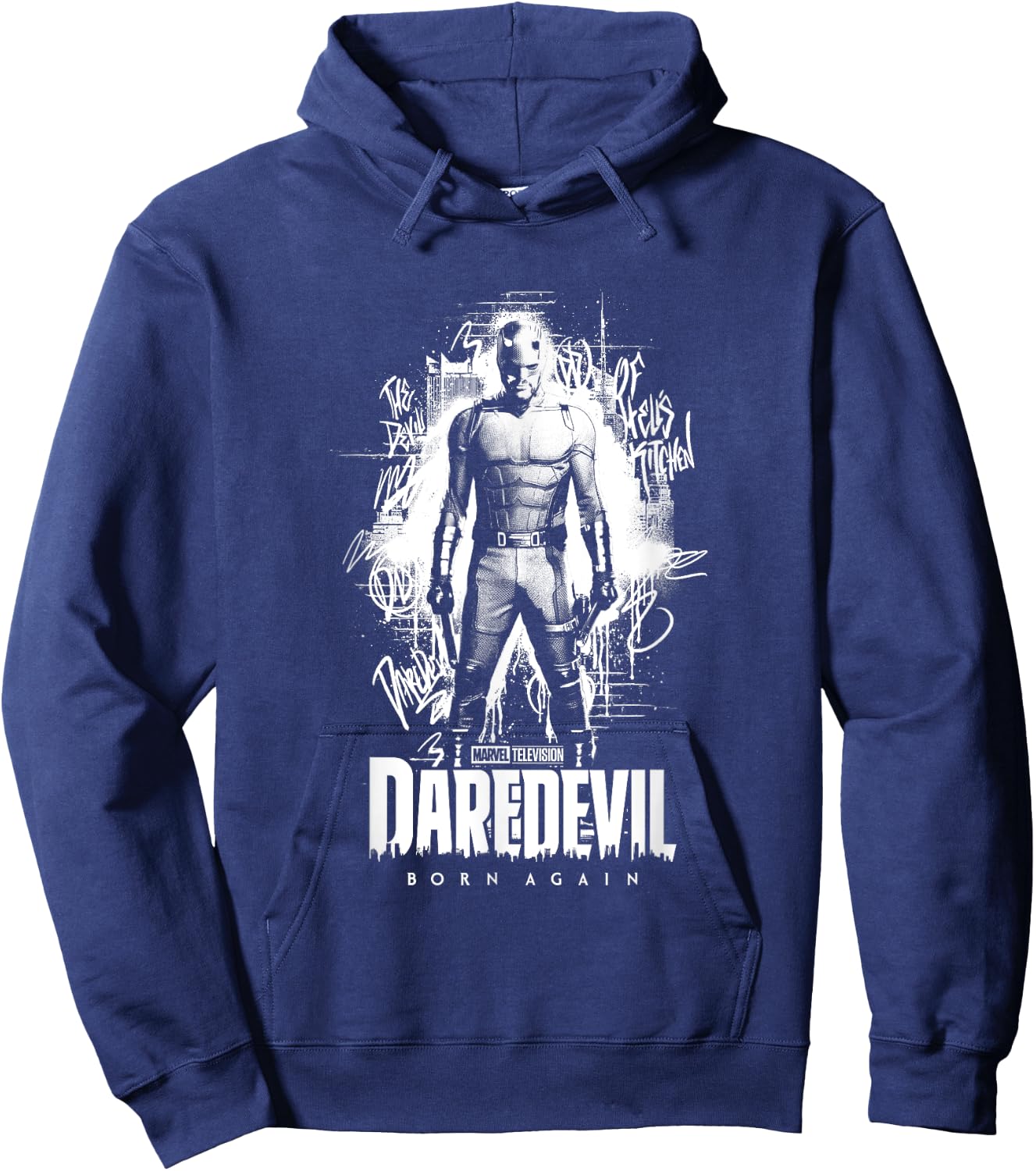 Daredevil Born Again Graffiti White Hoodie - Hoodie | Navy