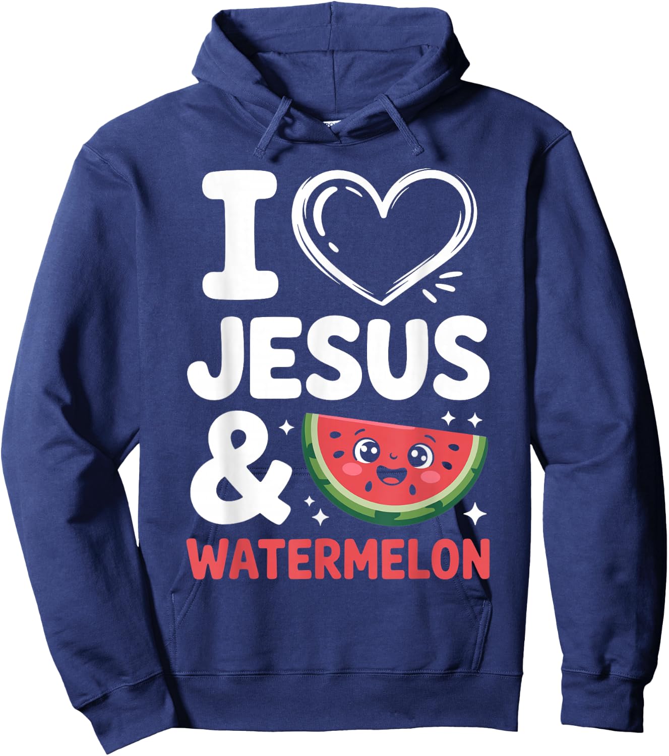 I Love Jesus and Watermelon Hoodie - Hoodie | Navy