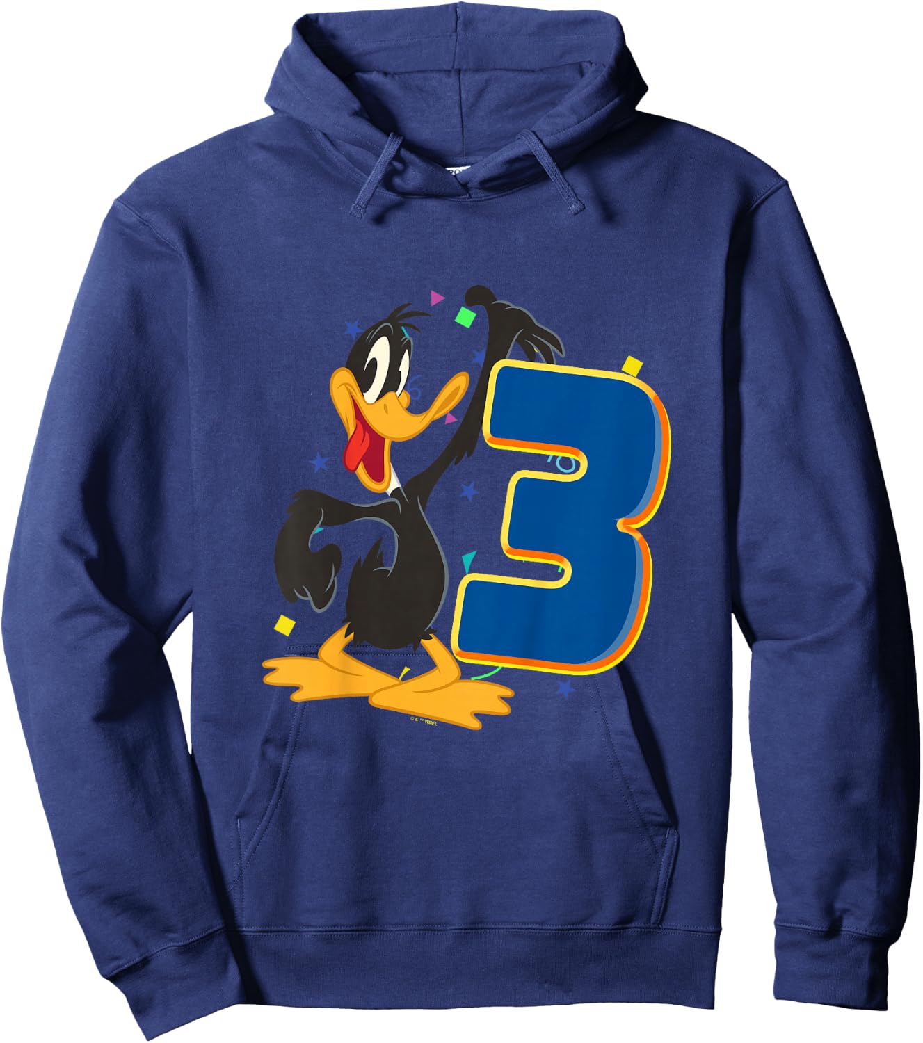 Kids Looney Tunes 3rd Birthday Daffy I'm Three Hoodie - Hoodie | Navy