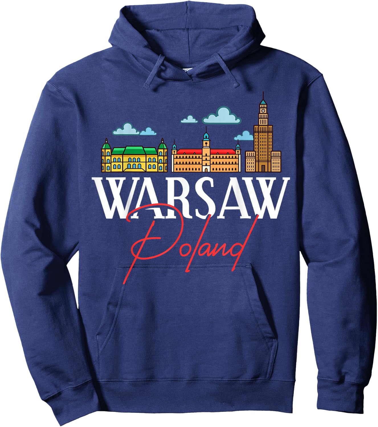 Warsaw Poland City Skyline Map Travel Hoodie - Hoodie | Navy